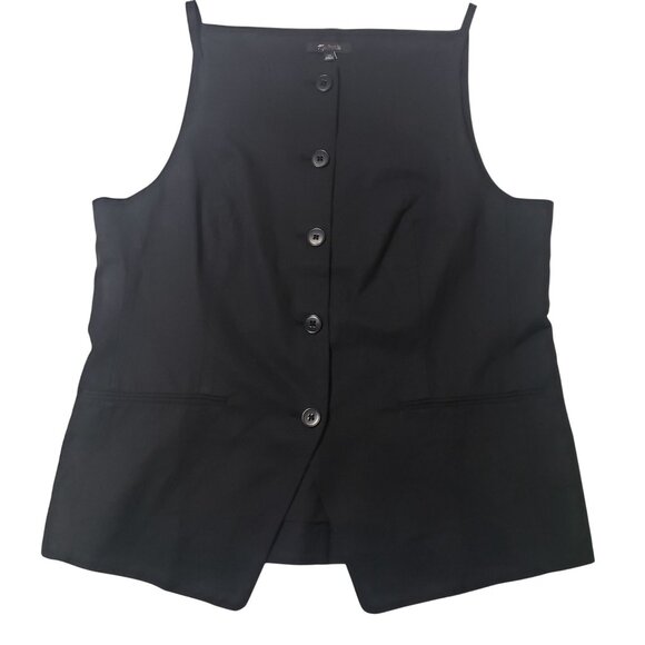 Madewell Square-Neck Vest in Drapey Twill Women's Size 14 in True Black NWT - Picture 13 of 16